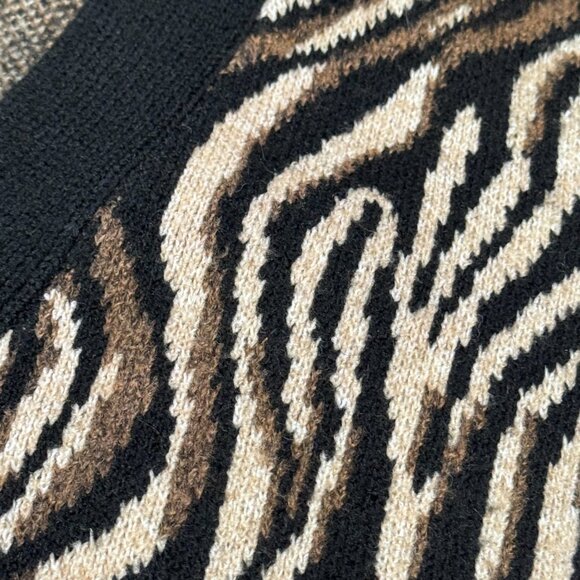 ZARA Safari Stripe Zebra Inspired Black Brown Tan Thick Cardigan (Size S) - Picture 11 of 15